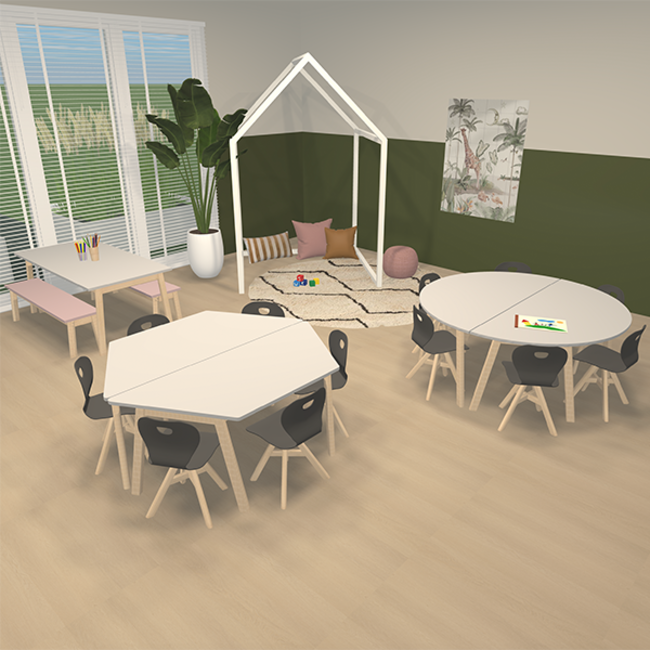 Evi groepstafel halfrond en rond kleuters