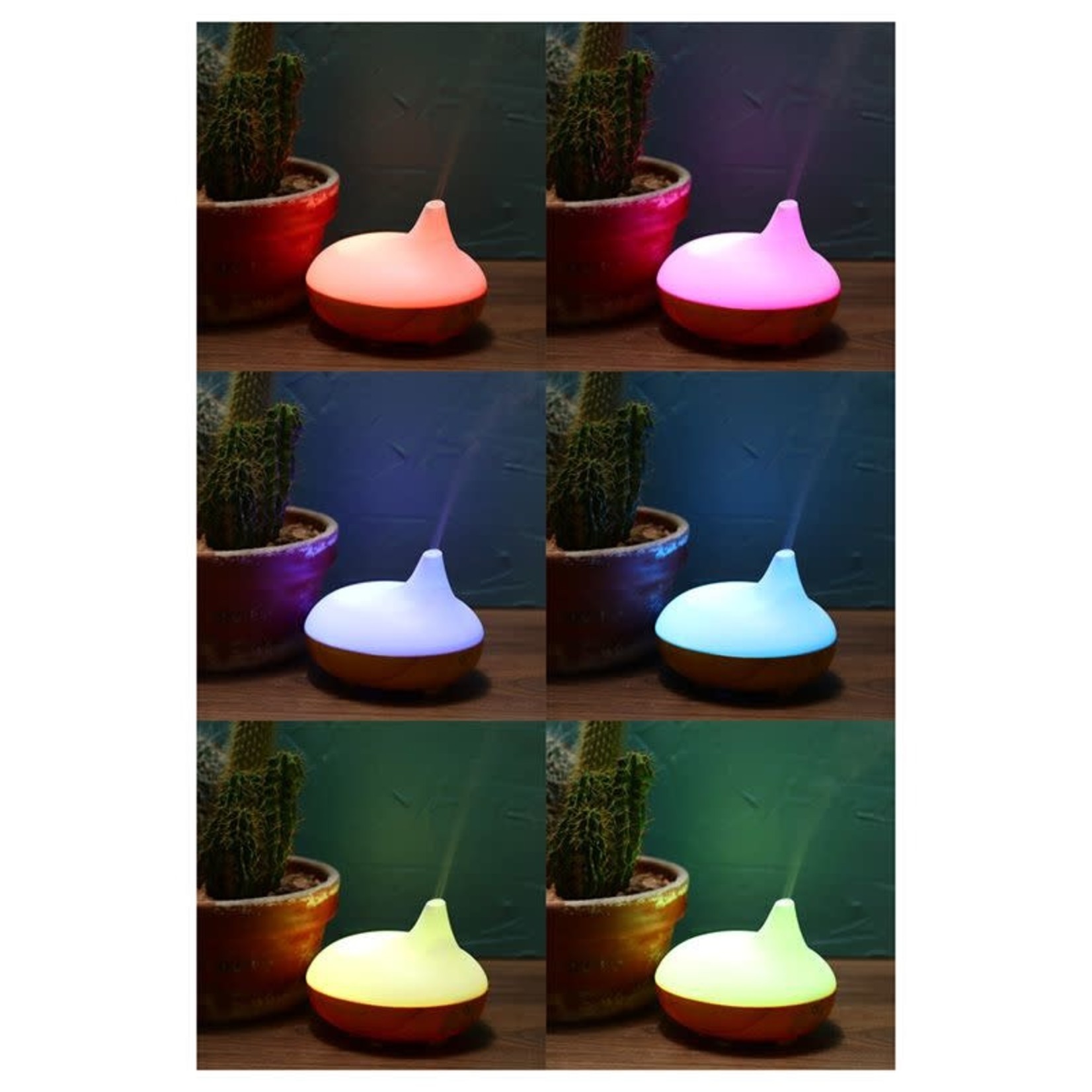 Eden geurolie Eden  Kleurveranderende Gecanneleerd Hout effect USB Aroma Diffuser 80ml