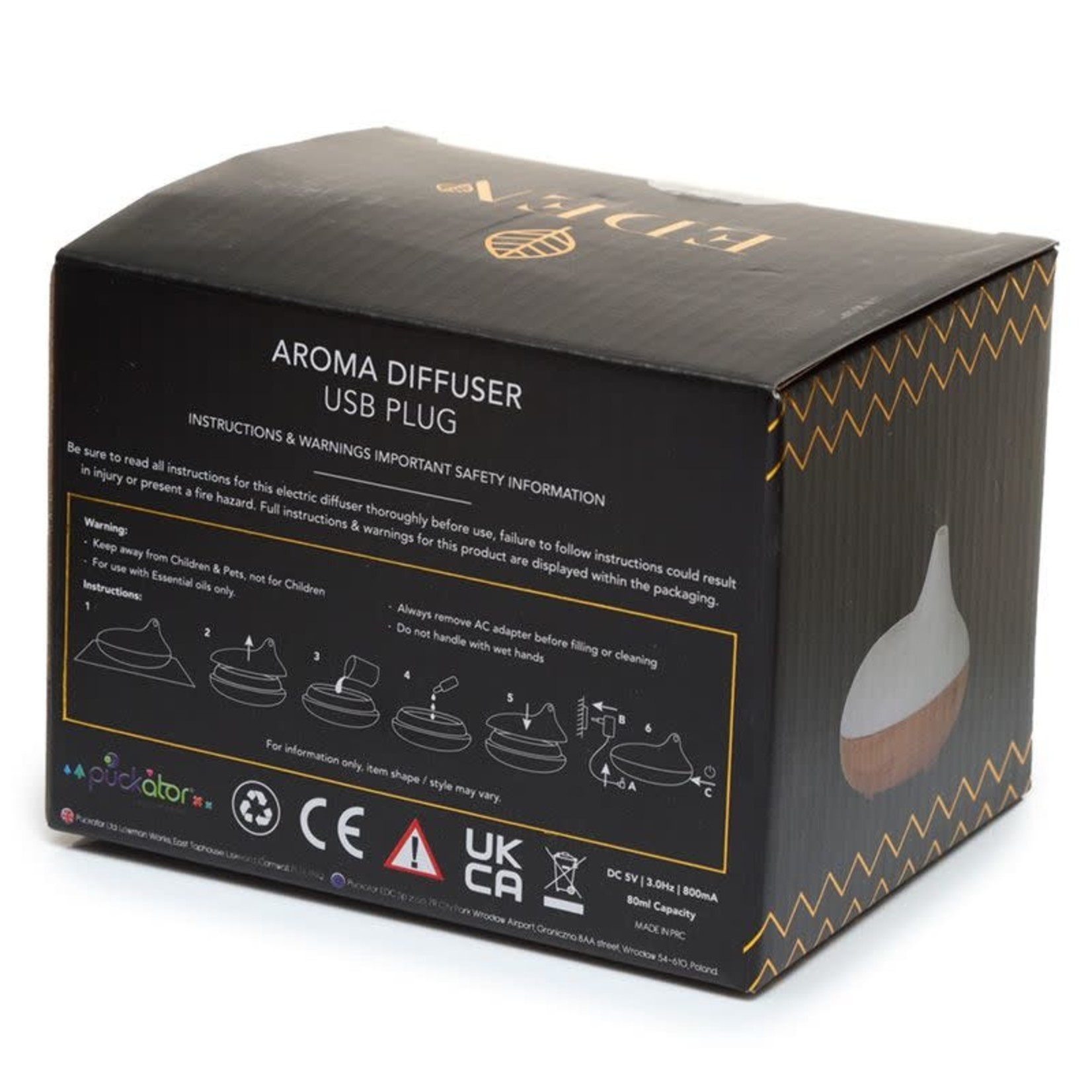 Eden Eden  Kleurveranderende Gecanneleerd Hout effect USB Aroma Diffuser 80ml