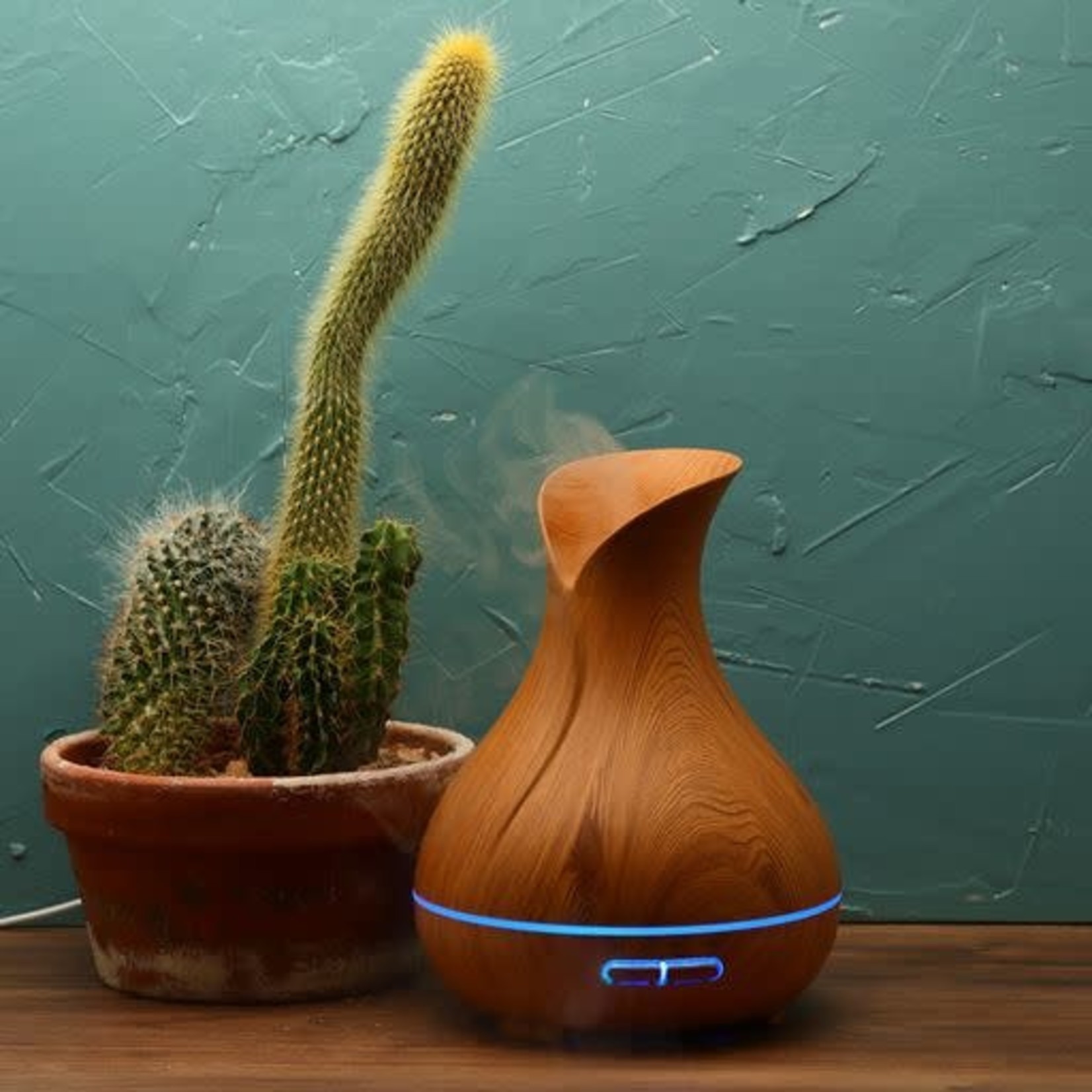 Eden geurolie Eden Gecannelleerde top Druppelvormige Hout effect LED aroma  Diffuser 100 ml