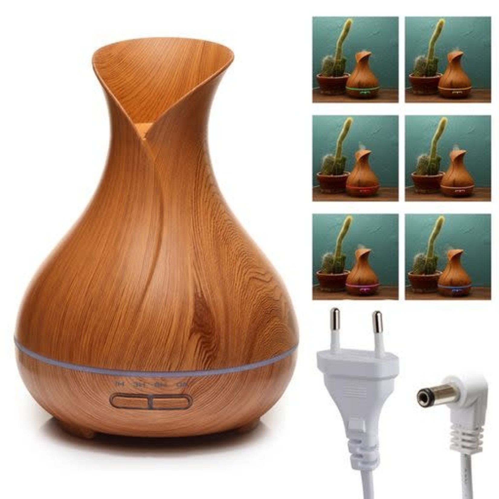Eden geurolie Eden Gecannelleerde top Druppelvormige Hout effect LED aroma  Diffuser 100 ml