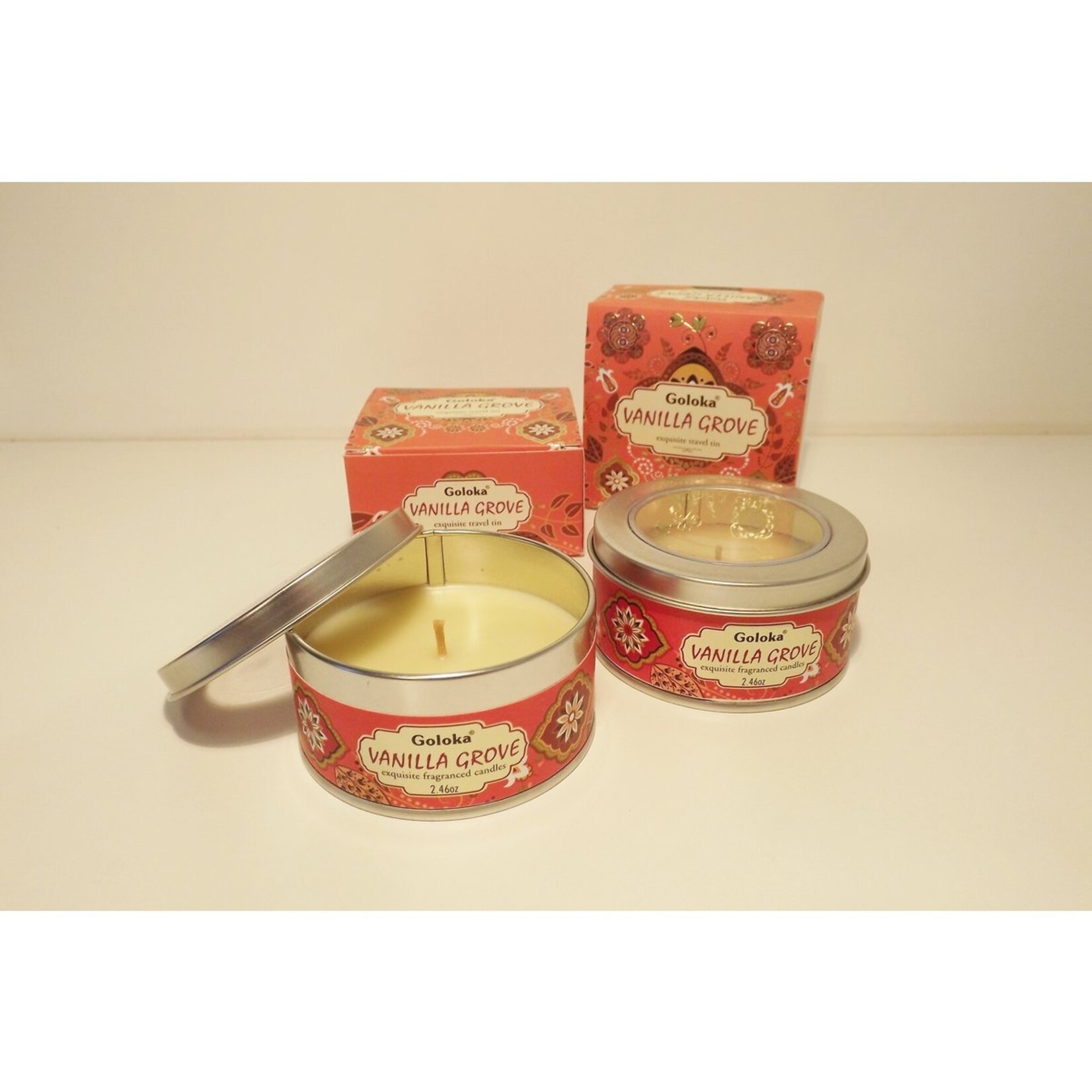 Golaka geurkaarsen Goloka Vanilla Grove Parafine Wax Geurkaars in blik