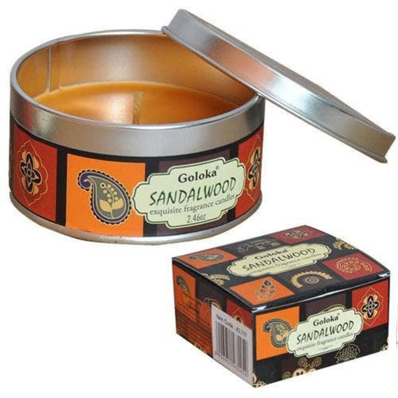 Golaka geurkaarsen Goloka Sandalwood Parafine Wax Geurkaars in blik