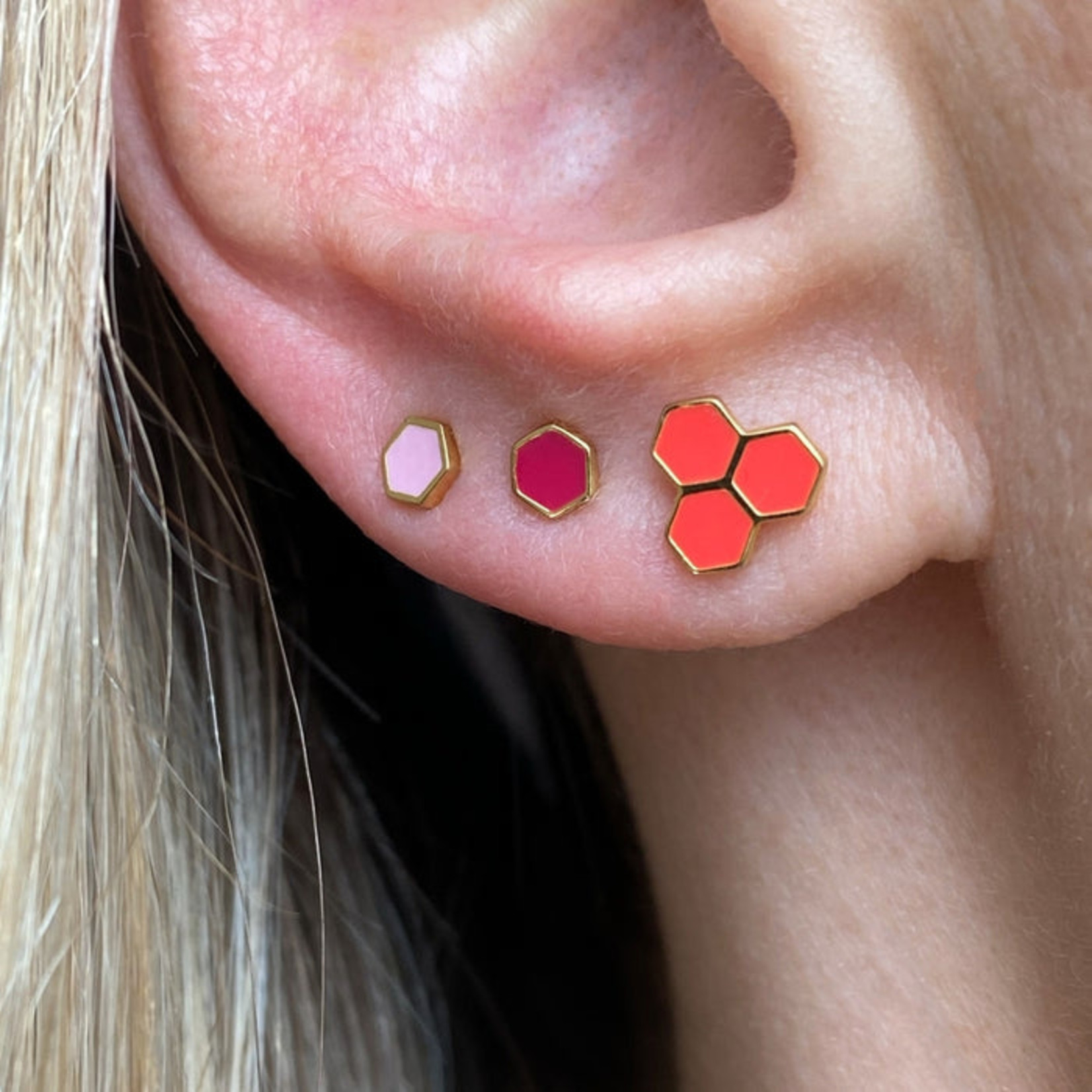 Oorbel honey pink - goud