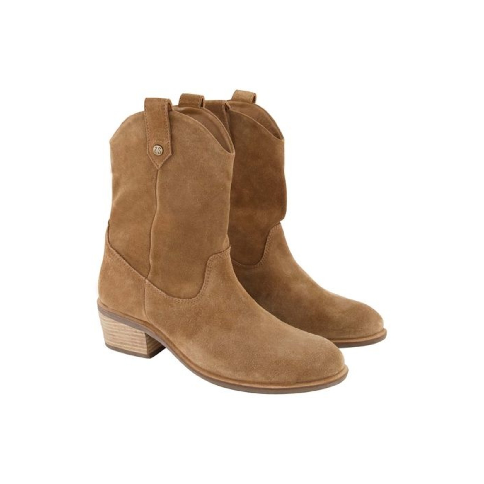 ZUSSS Suede enkellaarsjes camel maat 37