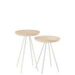 J-Line SALONTAFEL MARC HOUT METAAL NATUREL WIT