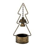 Clayre & Eef KANDELAAR KERSTBOOM 10X8X24 CM KOPERKLEURIG METAAL ENGEL
