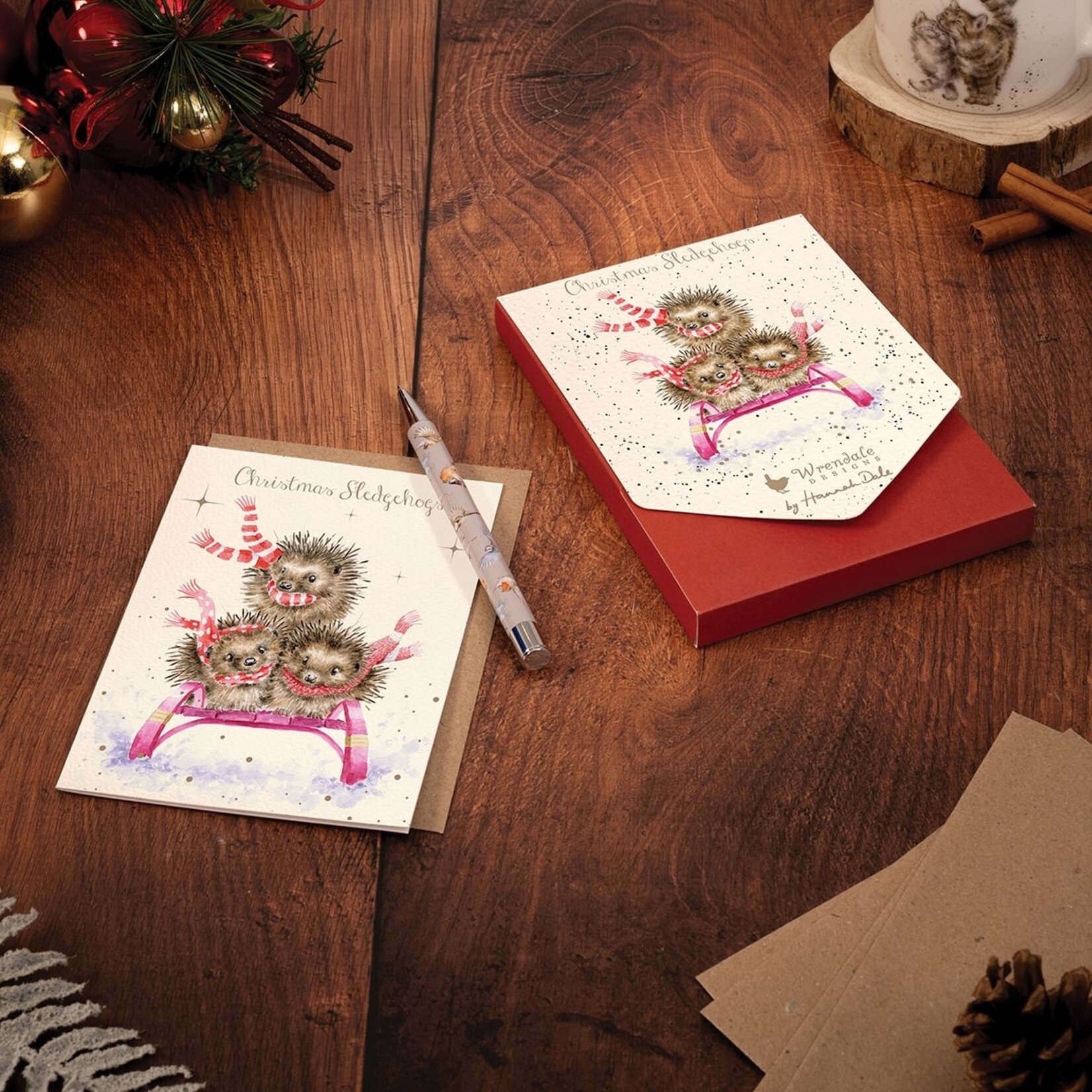 Wrendale HEDGEHOGS BOXED CARDS - SLEDGEHOGS
