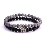 FORTUNA BEADS ARMBAND BLACK ONYX X NETSTONE  LARGE