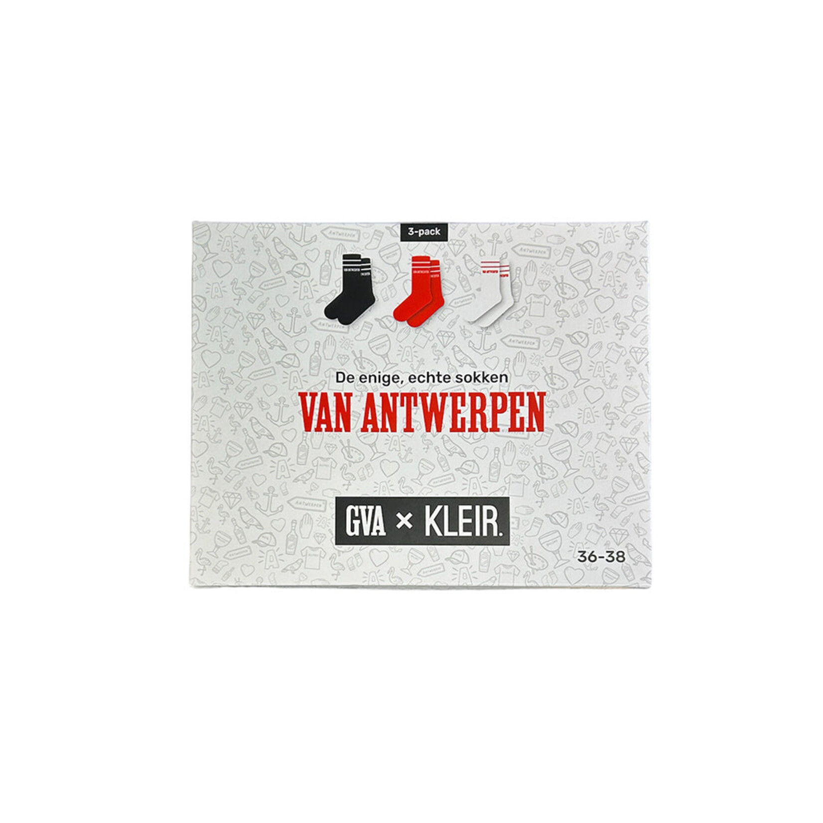 KLEIR x GVA Cadeaubox Van Antwerpen – 3 Paar Sokken Maat 43–46