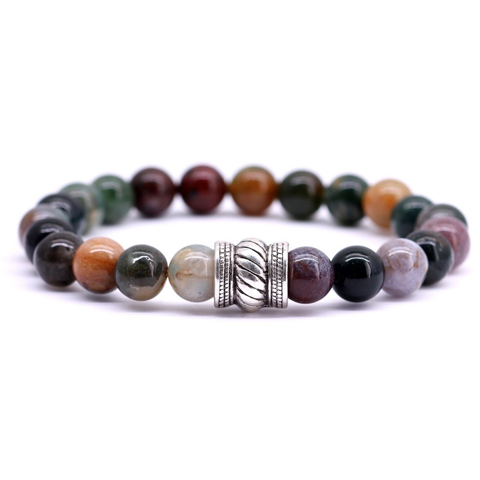 FORTUNA BEADS ARMBAND SET INDIAN AGATE X BROWN TIGER EYE LARGE