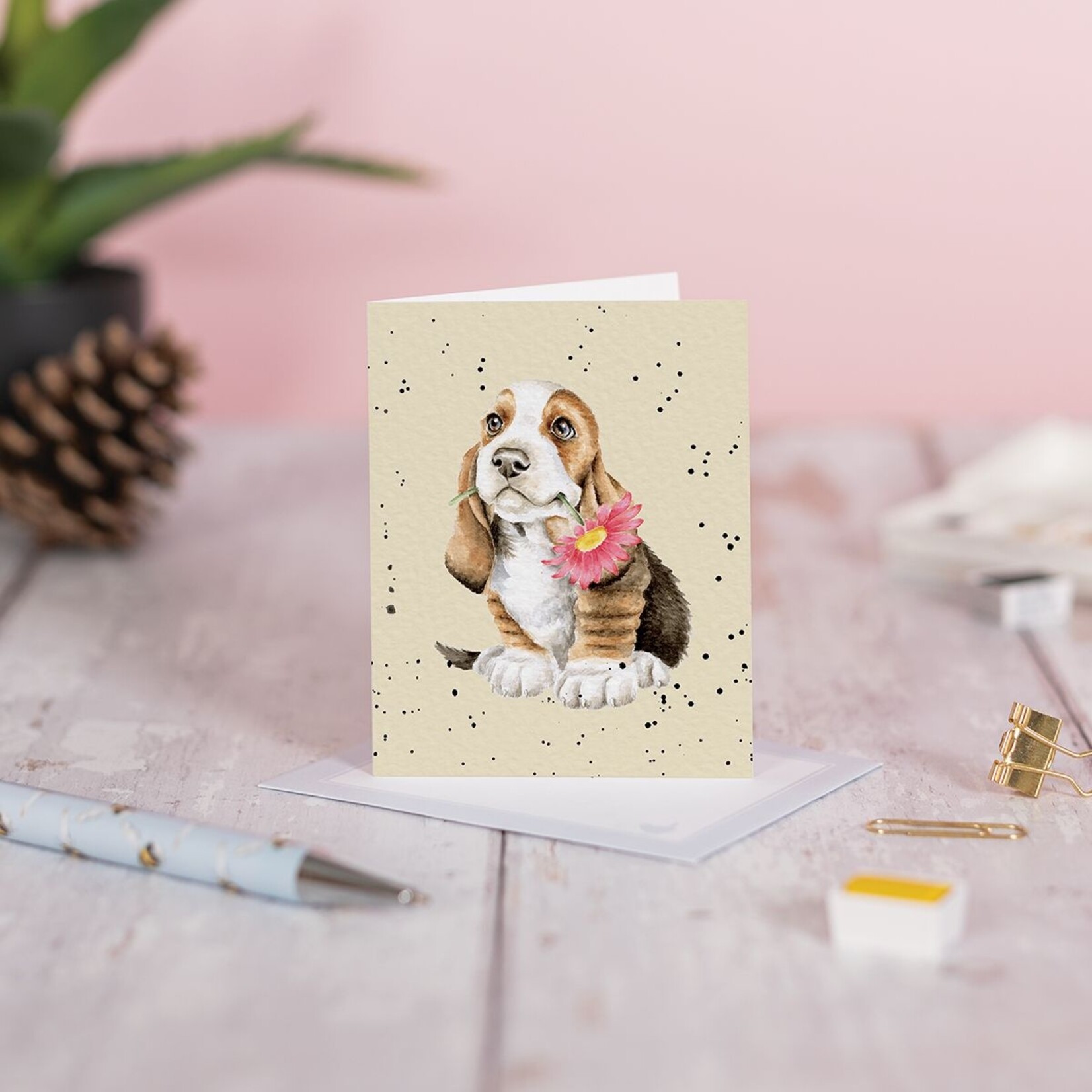 Wrendale MINIKAART JUST FOR YOU BASSET HOND