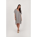 ZUSSS KAFTAN MET STREEP ZAND/ANTRACIETGRIJS ONESIZE