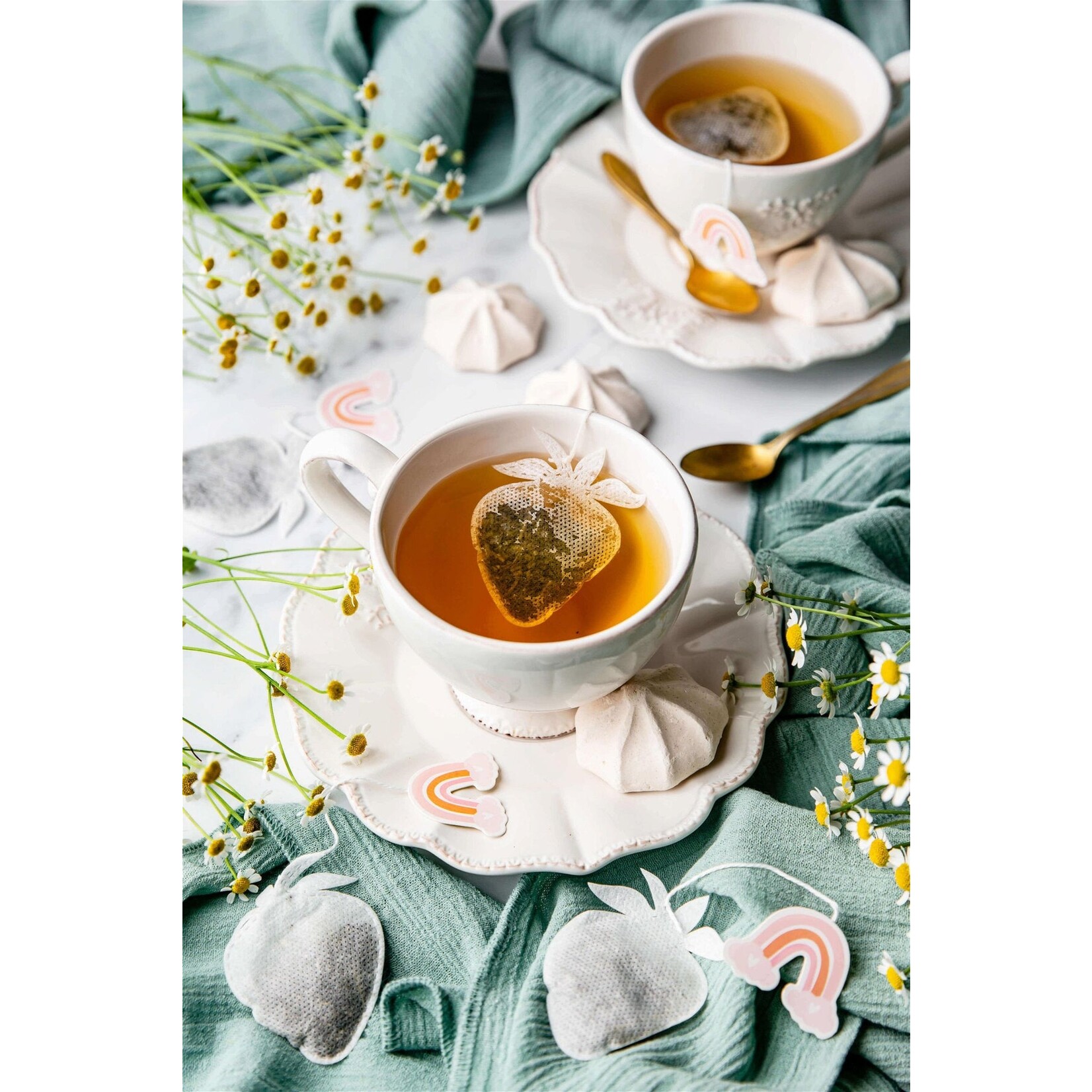 TEA HERITAGE THEEZAKJES - AARDBEI X 5 - GROENE THEE JARDIN DE CASABLANCA