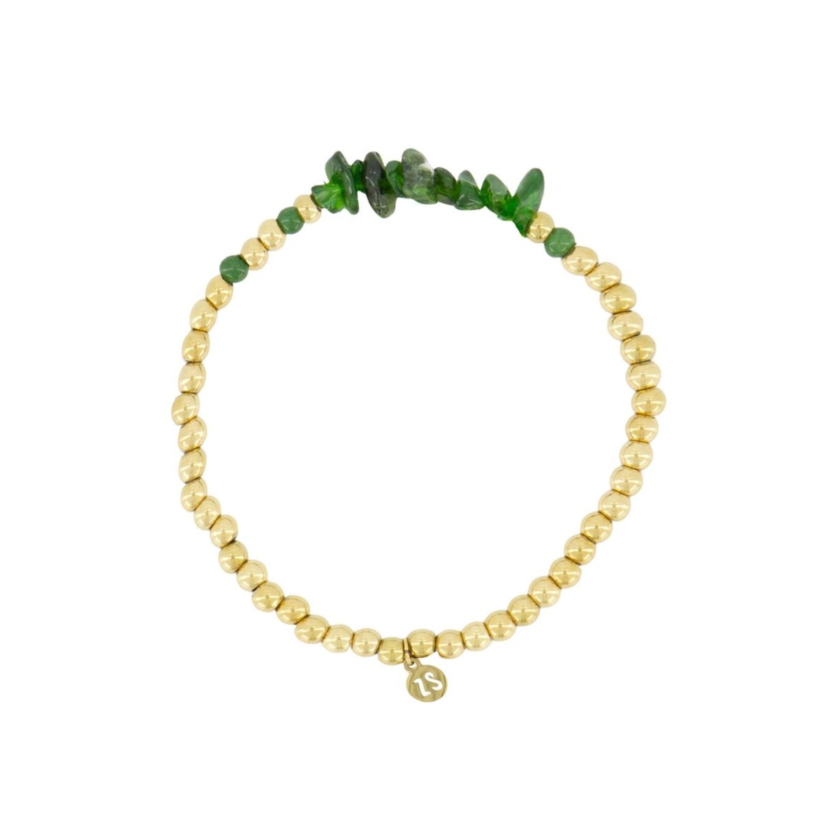 ZUSSS KRALENARMBAND MET GLASSTEEN DONKERGROEN