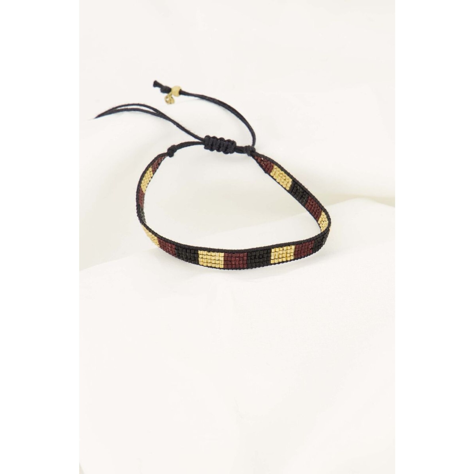 ZUSSS MIYUKI ARMBANDJE STREEPJE PORT/GOUD/ZWART