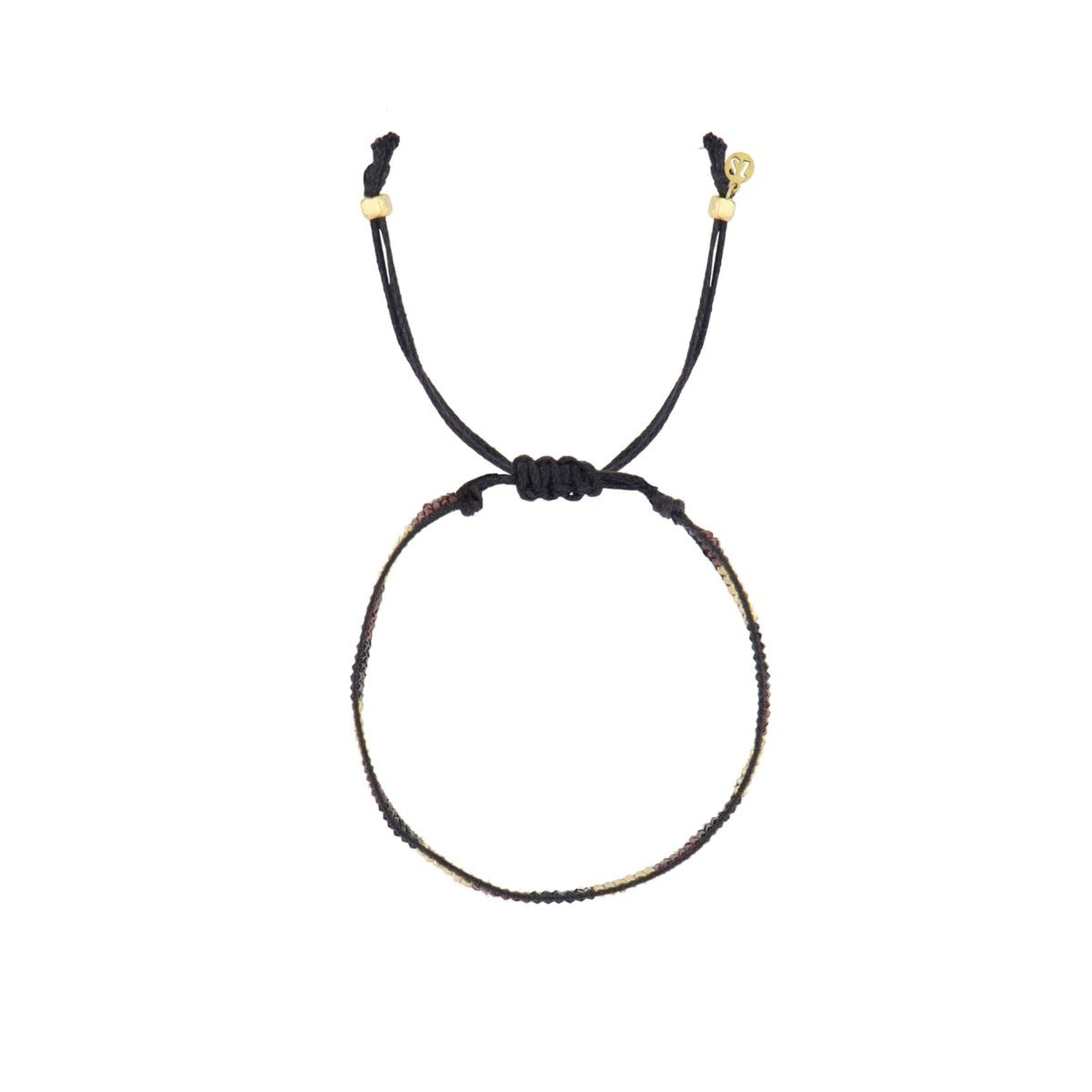 ZUSSS MIYUKI ARMBANDJE STREEPJE PORT/GOUD/ZWART