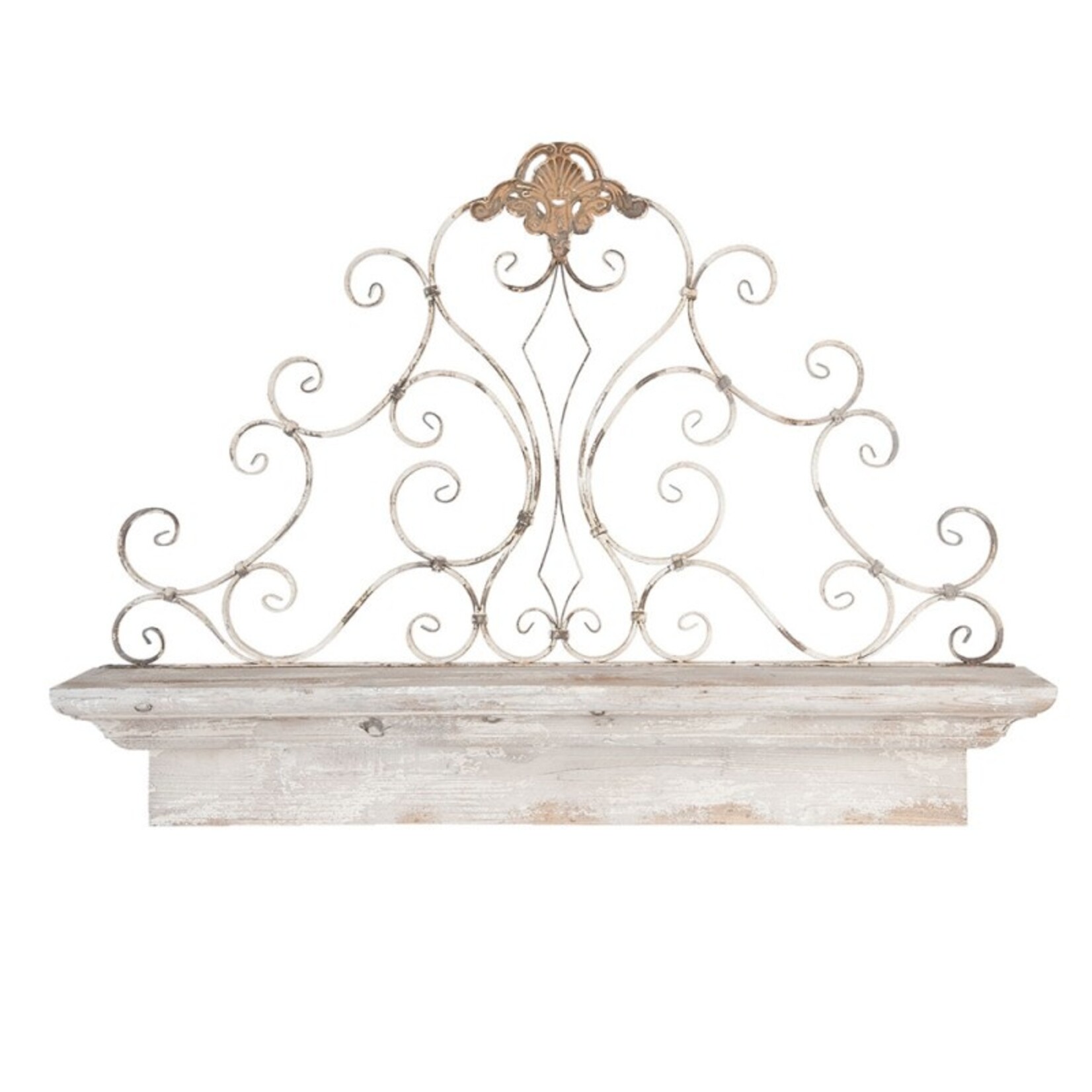 Clayre & Eef Wandrek 108x15x80 cm Wit Hout Rechthoek Wandplank
