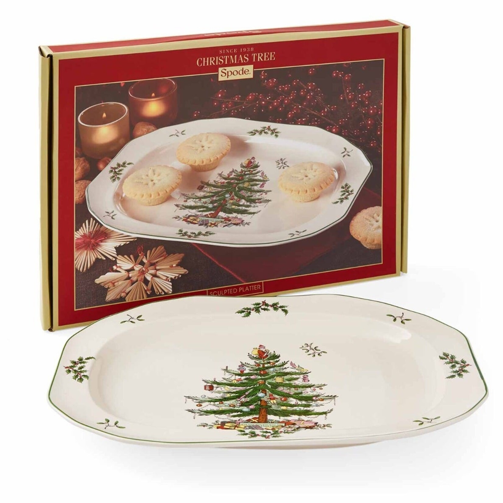 SPODE OVALEN SERVEERSCHAAL KERSTBOOM 35CM