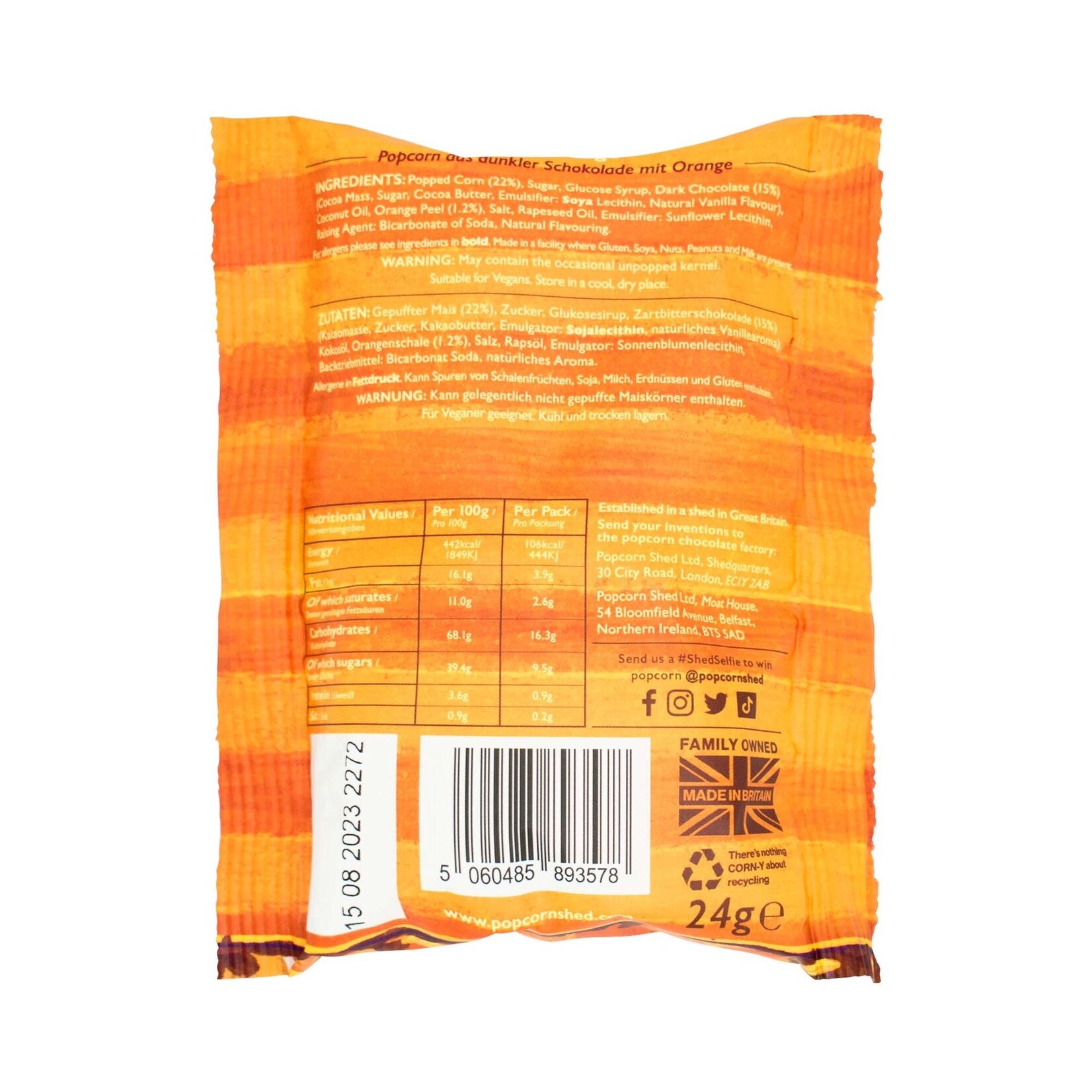 POPCORN SHED POPCORN CHOCOLAT ORANGE