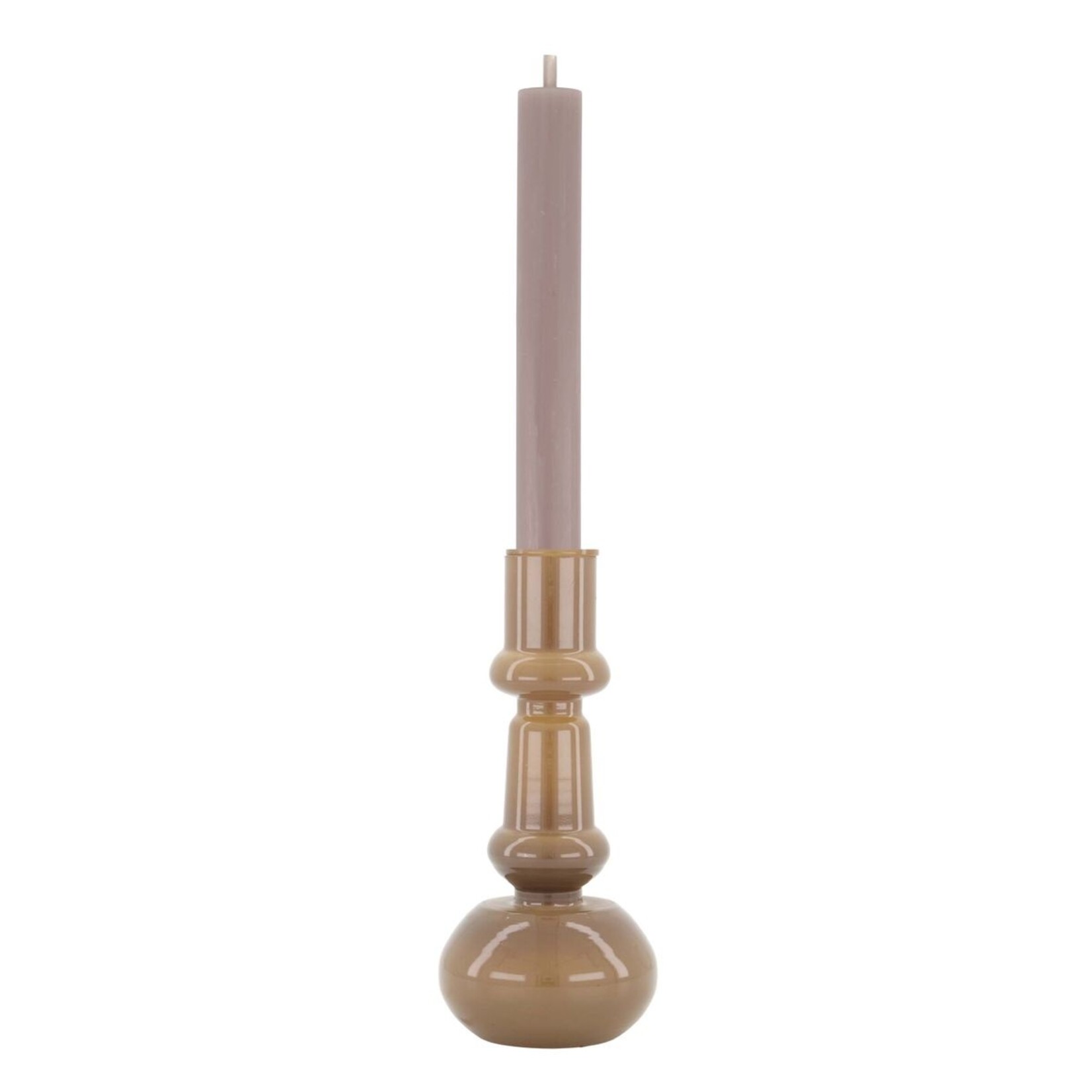 ZUSSS GLAZEN KANDELAAR WARM GRIJS 18 CM