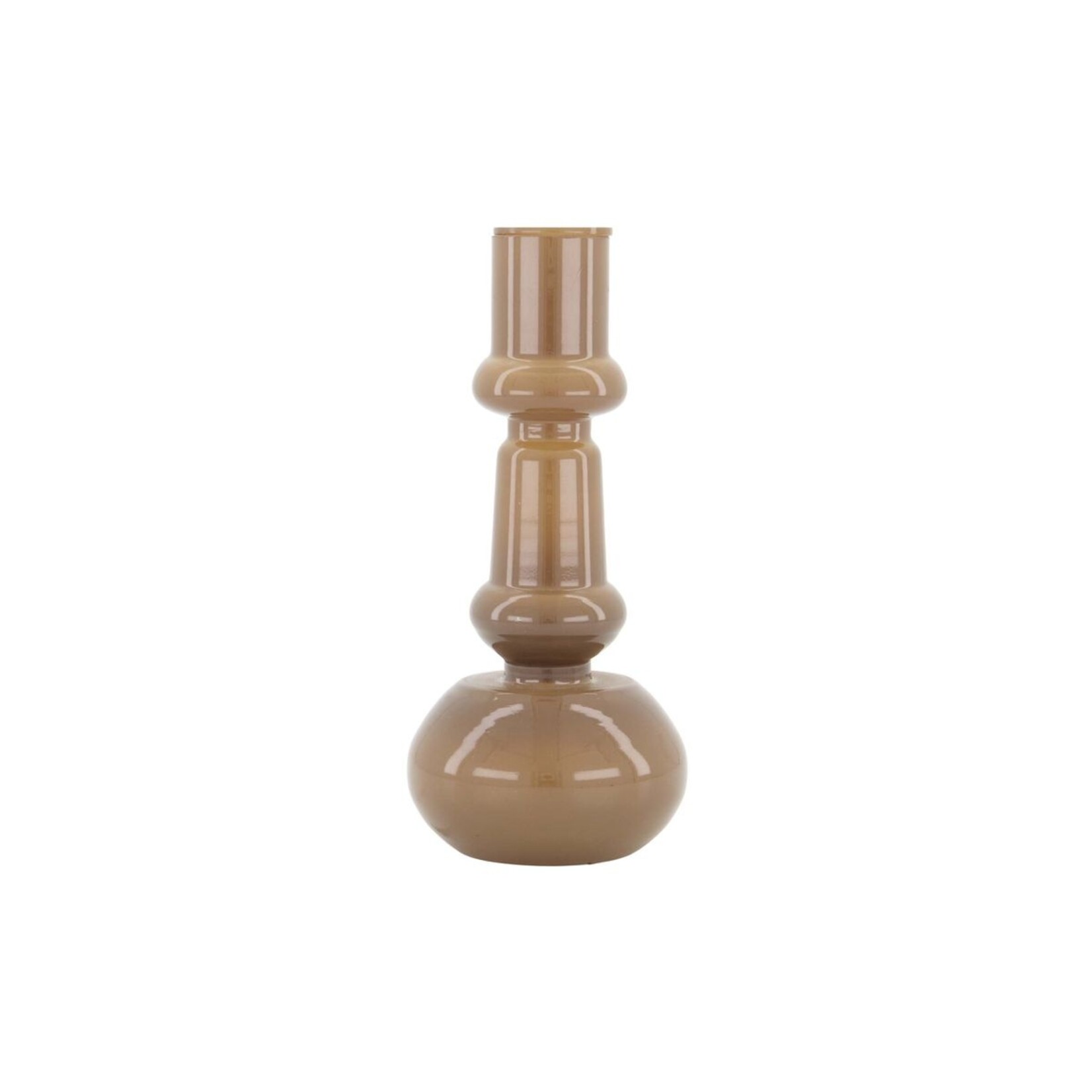 ZUSSS GLAZEN KANDELAAR WARM GRIJS 18 CM
