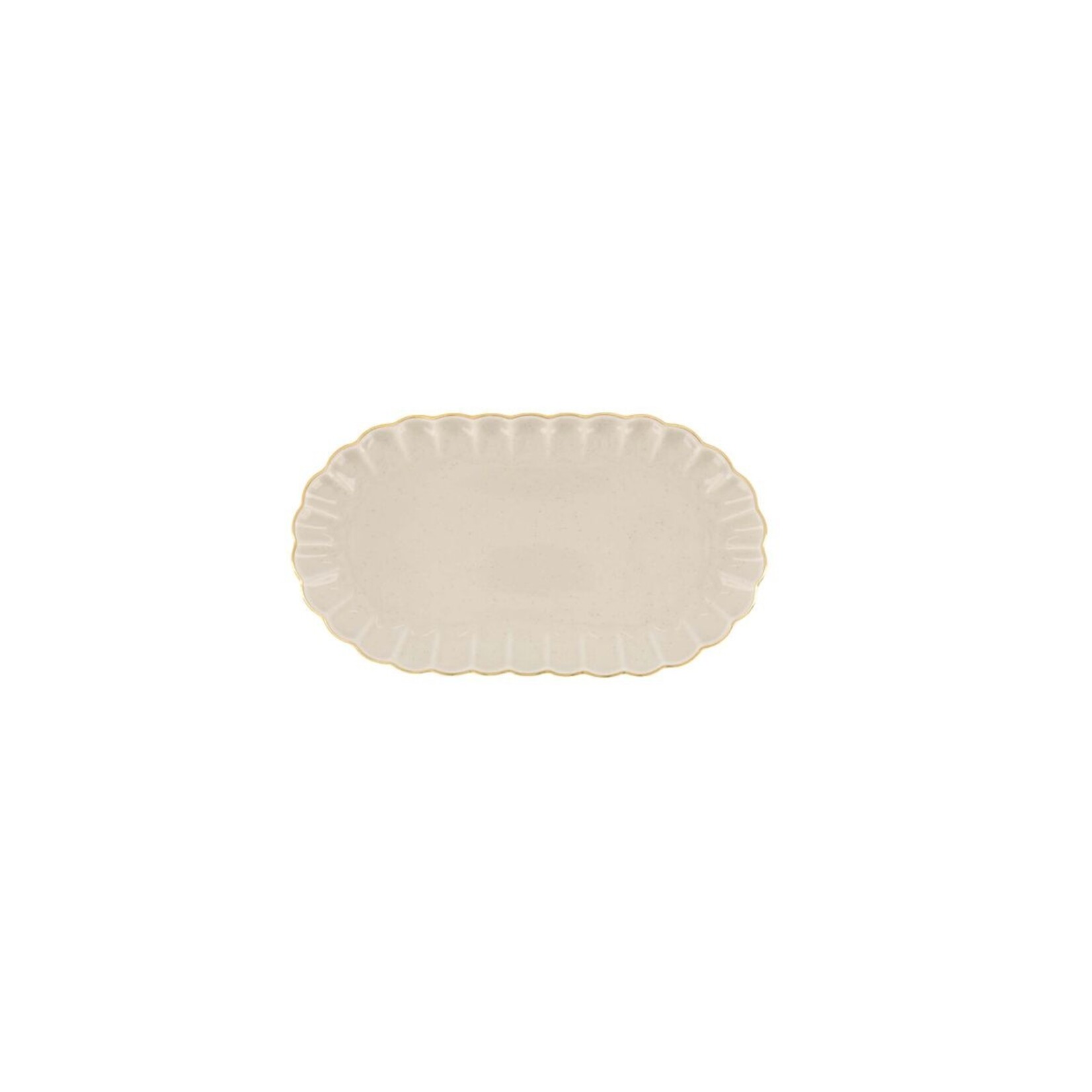 ZUSSS SERVEERSCHAAL SCHULPRAND 20X11.5 CM BEIGE/GOUD