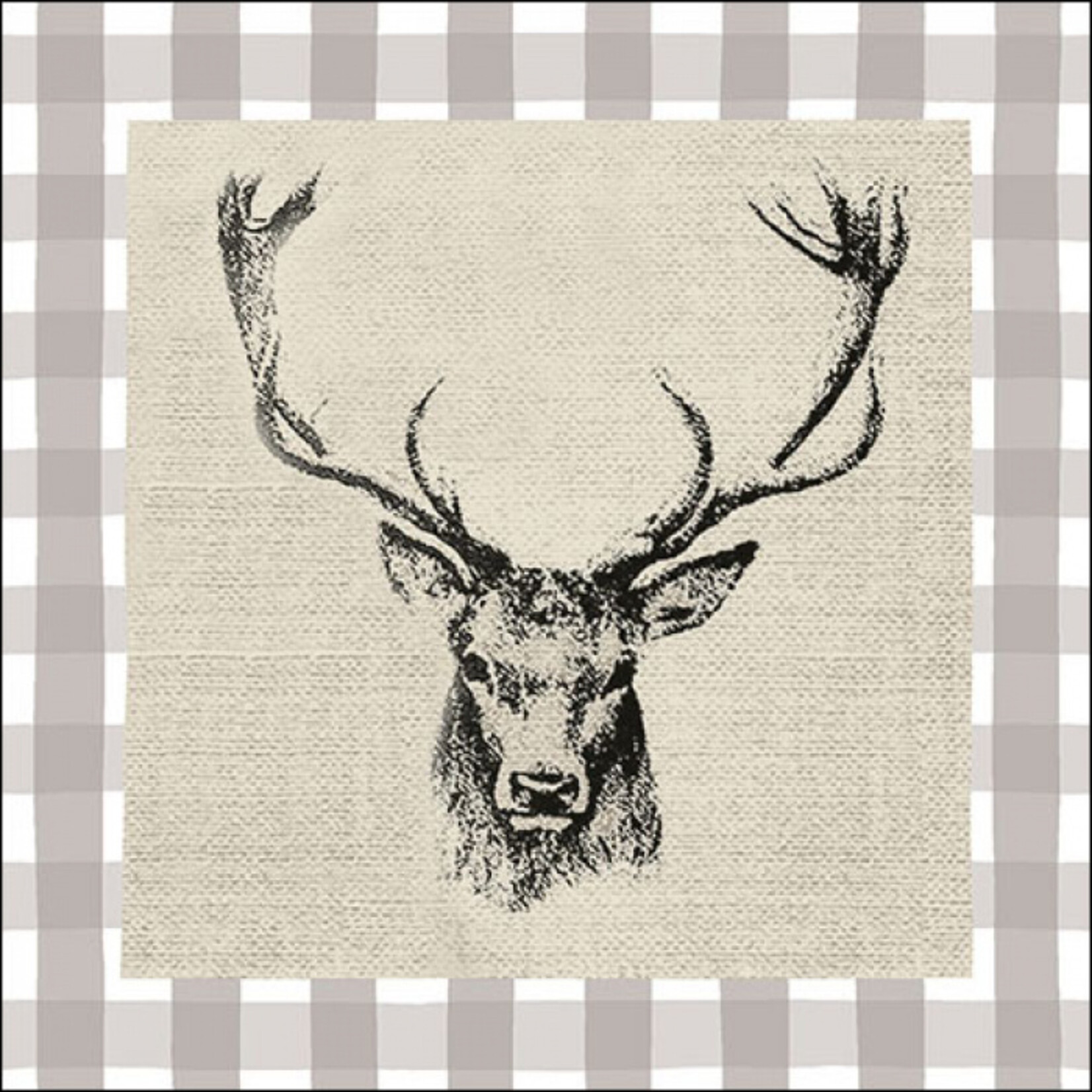 ambiente europe Servet Checked Stag Head brown