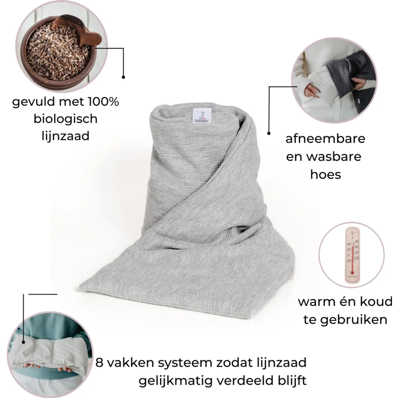 WARMTESJAAL LICHTGRIJS 70CM BIOLOGISCH LIJNZAAD