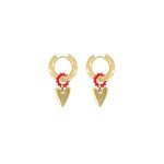 ZUSSS OORBEL HANGER MET GOUDEN  HARTJE ORANJEROOD/GOUD
