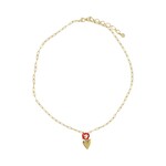 ZUSSS KETTING MET HART VORM ORANJEROOD/GOUD