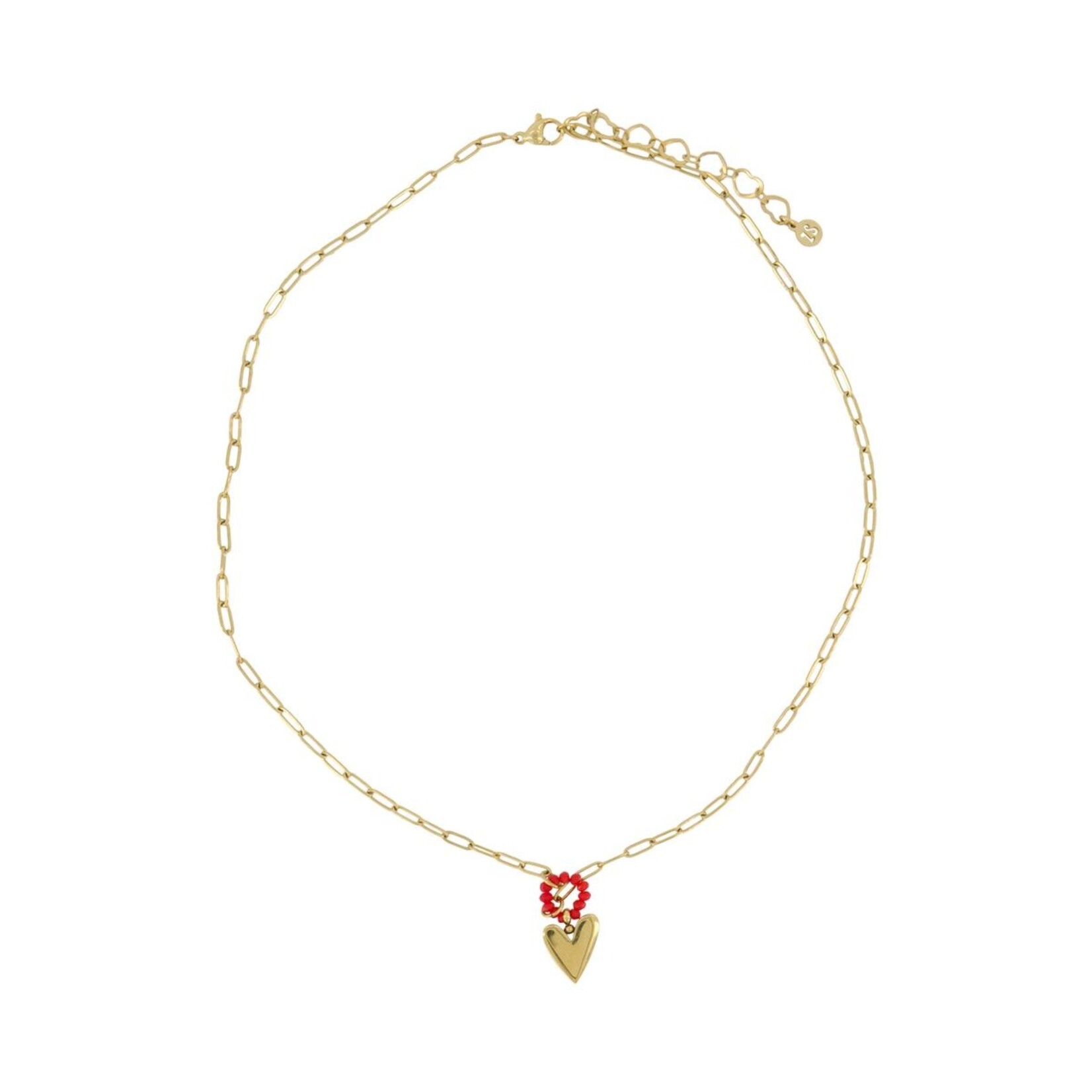 ZUSSS KETTING MET HART VORM ORANJEROOD/GOUD