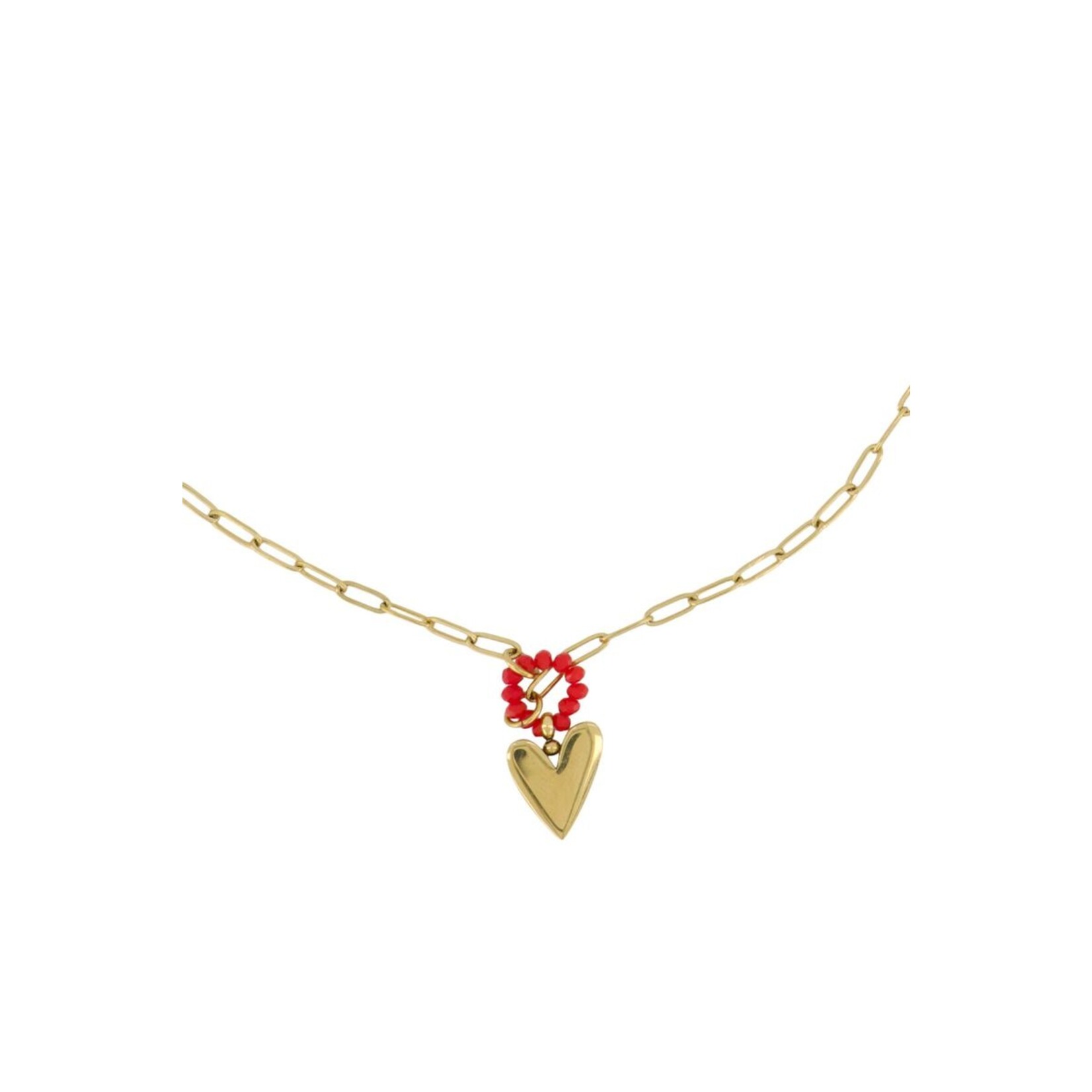 ZUSSS KETTING MET HART VORM ORANJEROOD/GOUD