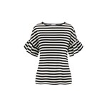 ZUSSS T-SHIRT MET VLINDERMOUW GESTREEPT OFF WHITE/ZWART MAAT M