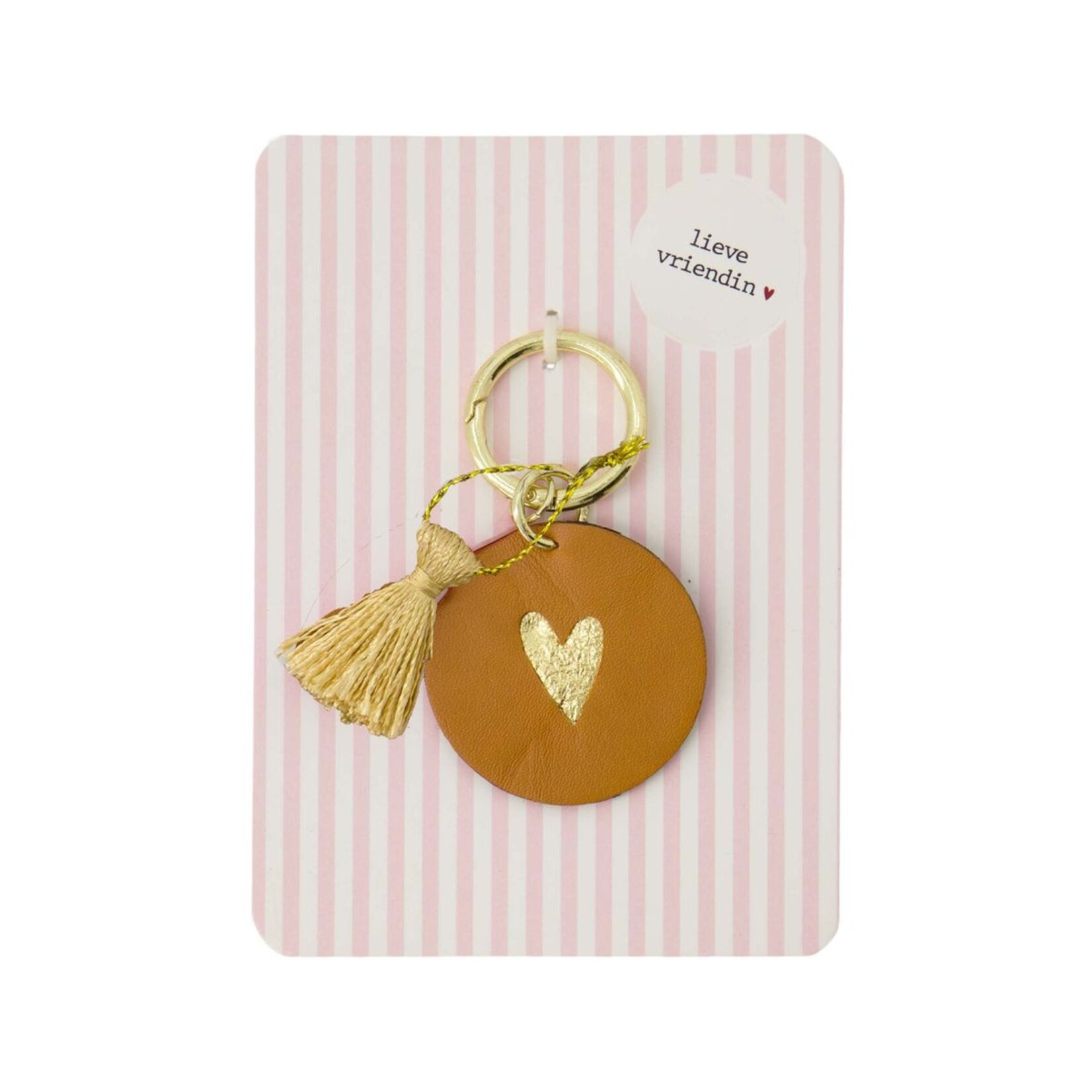 ZUSSS ANSICHTKAART SLEUTELHANGER LIEVE VRIENDIN ROZE