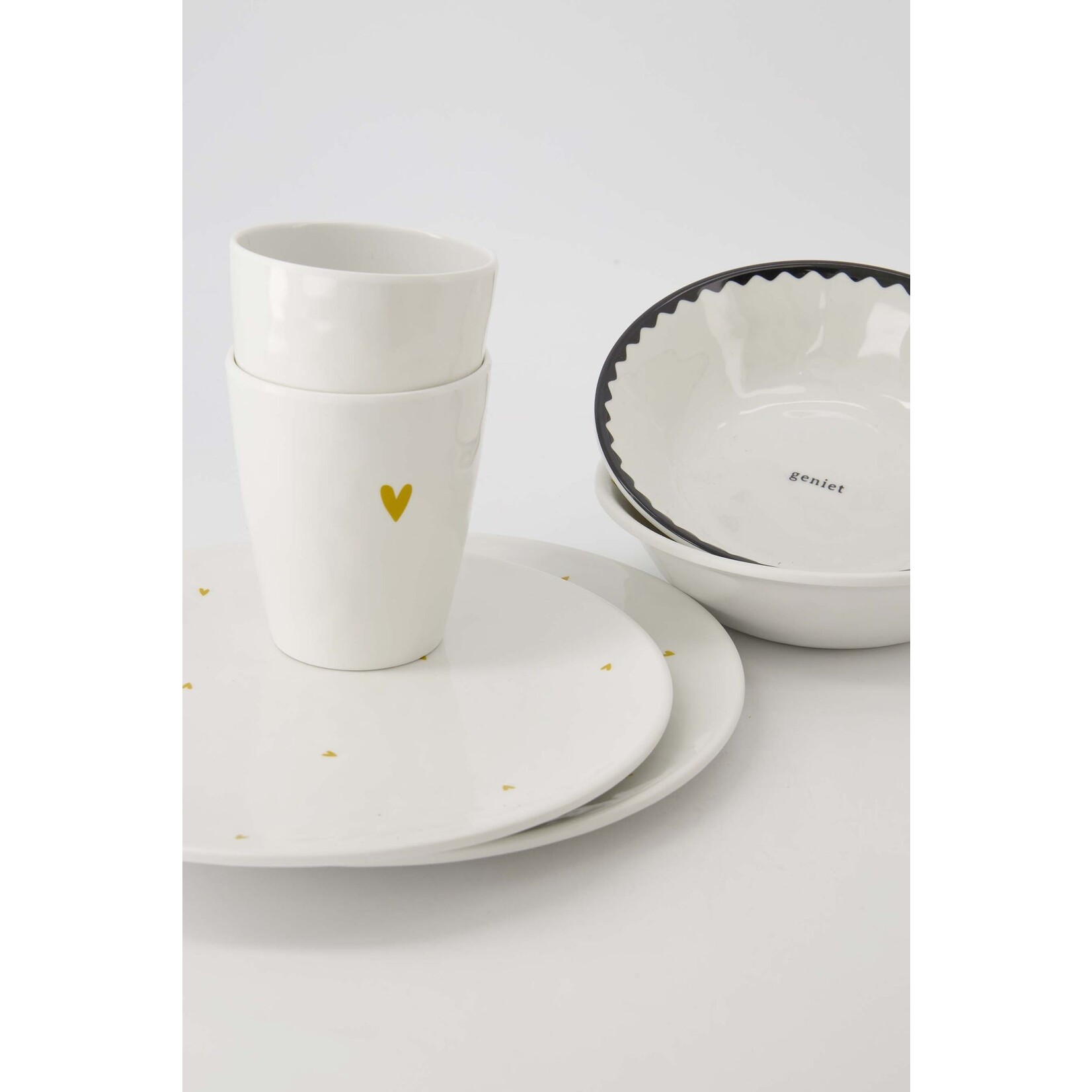 ZUSSS DRINKBEKER MELAMINE GENIET  WIT/OKER