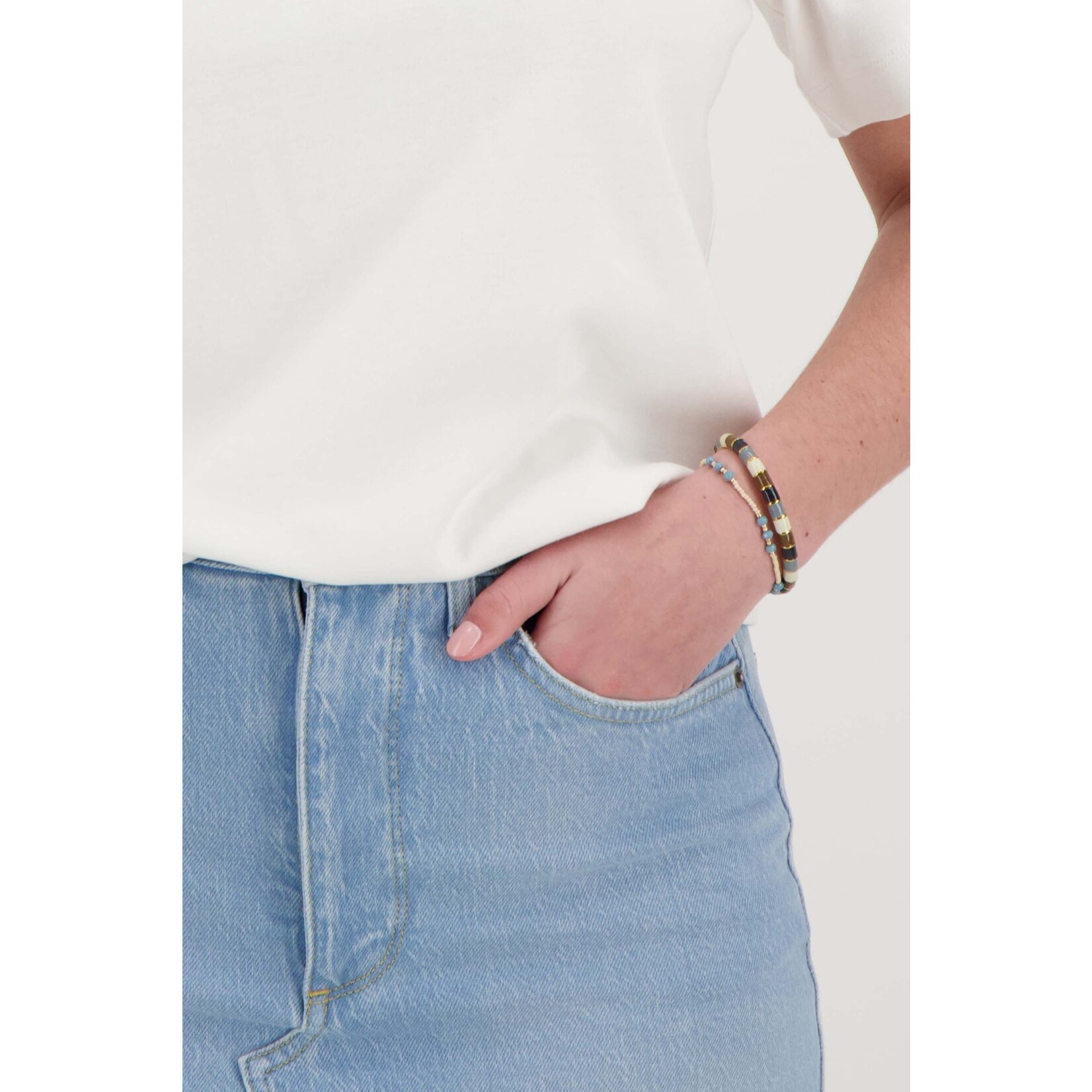 ZUSSS ARMBAND ELASTIEK KRAAL GRIJSBLAUW