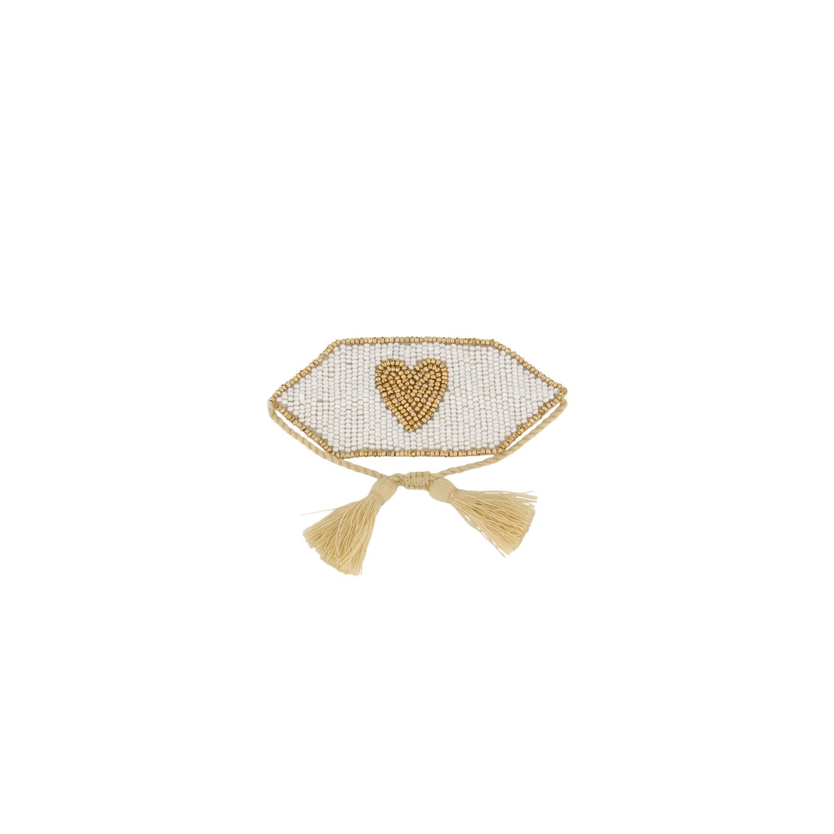 ZUSSS SERVETRING HARTJE WIT/GOUD