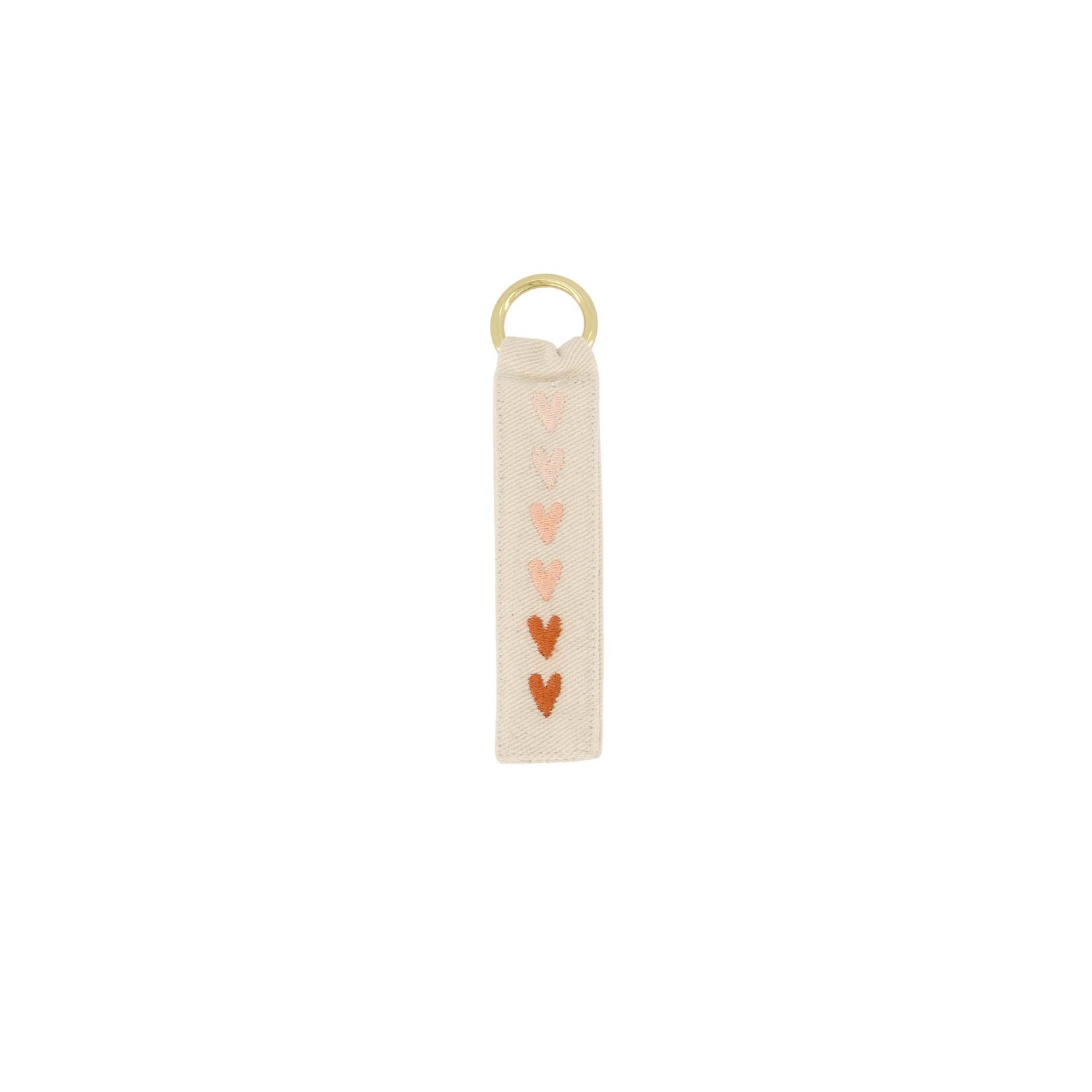 ZUSSS SLEUTELHANGER  ROZE HARTJES ECRU/ROZE