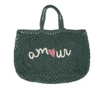 ZUSSS STRANDTAS MET BORDUUR AMOUR DONKER GROEN