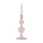 ZUSSS KANDELAAR GLAS HARTJES ROZE/ROOD
