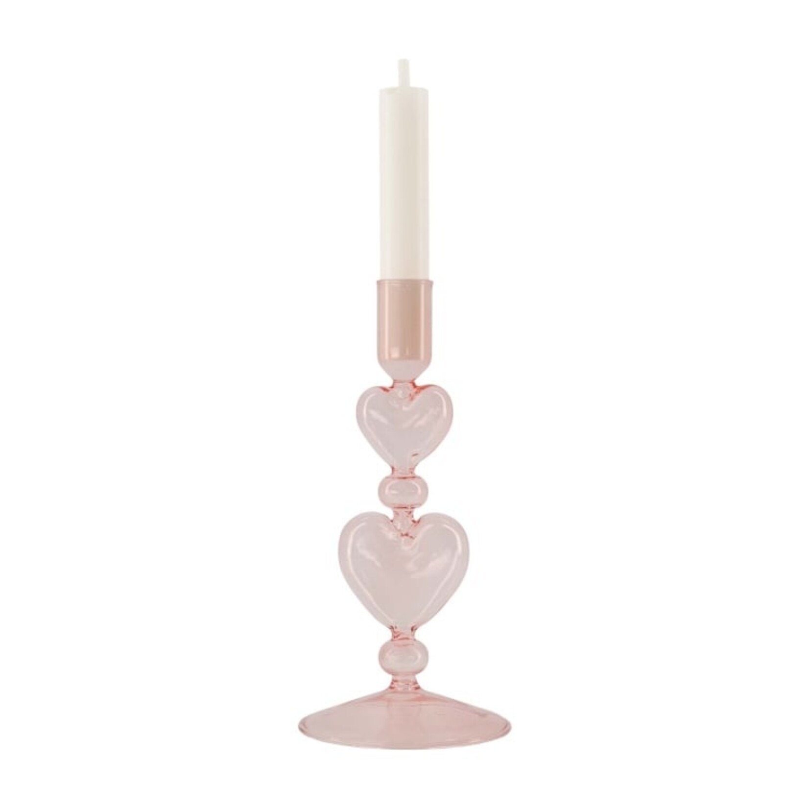 ZUSSS KANDELAAR GLAS HARTJES ROZE/ROOD