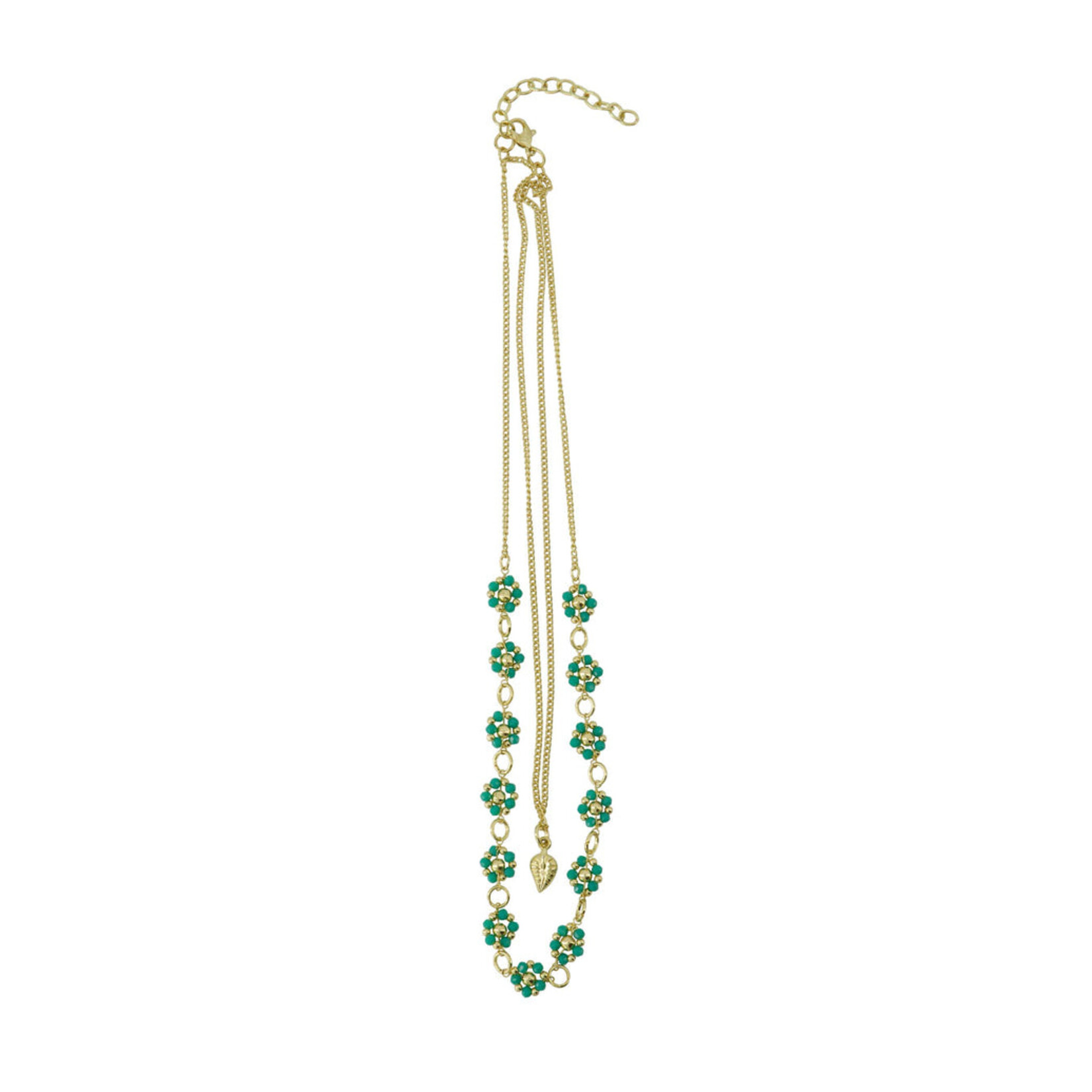 ZUSSS KETTING VAN KRAALBLOEMEN TURQUOISE