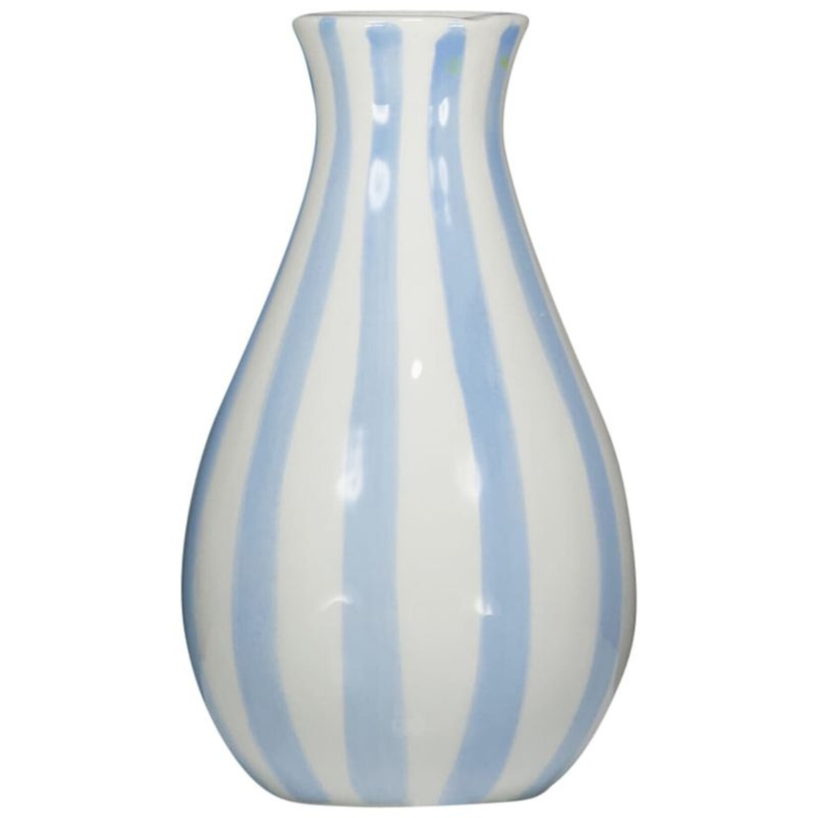 ZUSSS KERAMIEKEN VAASJE STREEPJES BLAUW/WIT