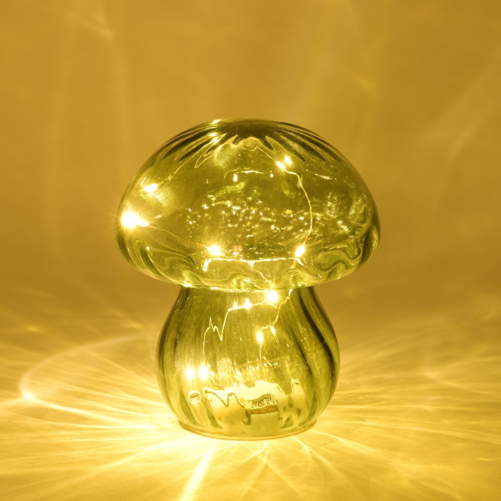 PADDESTOEL GLAS LEDLICHT 13X15CM GROEN