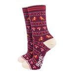 SOCK TALK BAMBOE SOKKEN - BERRY/CREAM, ROODBORSTJEFAIR ISLE 36-40