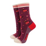 SOCK TALK BAMBOE SOKKEN - BERRY/CREAM, TECKEL PADDENSTOEL 36-40