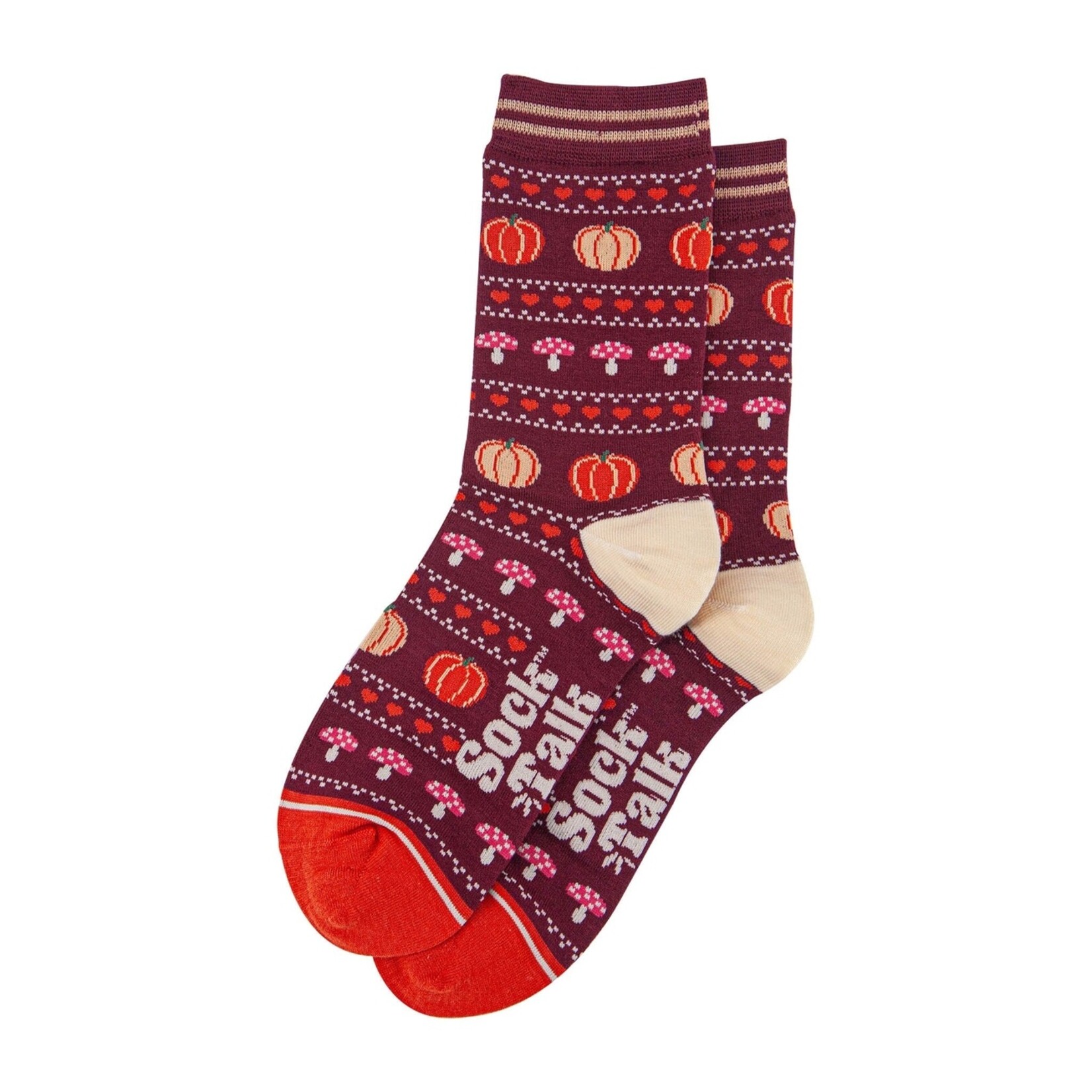 SOCK TALK BAMBOE SOKKEN - BERRY/ORANGE, POMPOEN EN PADDENSTOEL 36-40