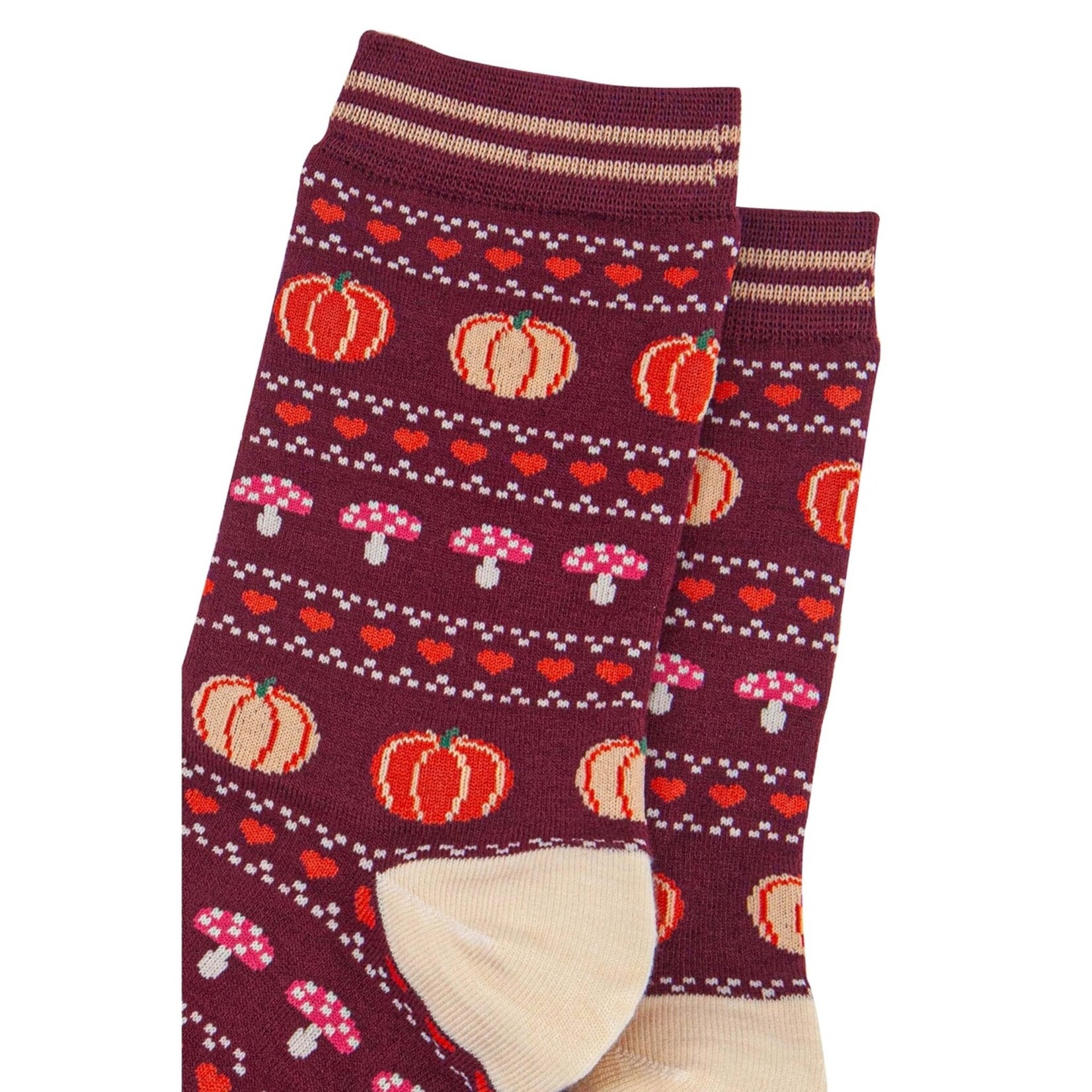 SOCK TALK BAMBOE SOKKEN - BERRY/ORANGE, POMPOEN EN PADDENSTOEL 36-40