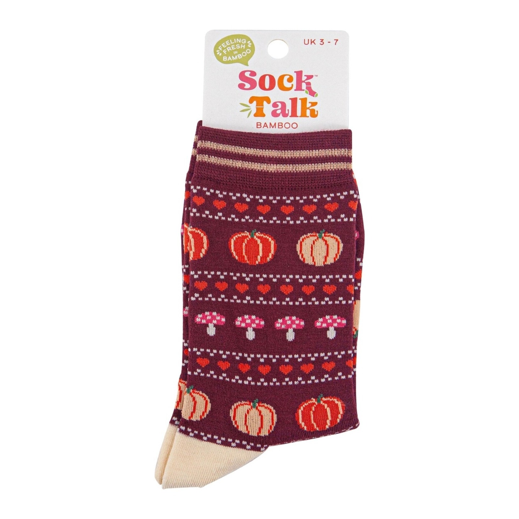 SOCK TALK BAMBOE SOKKEN - BERRY/ORANGE, POMPOEN EN PADDENSTOEL 36-40